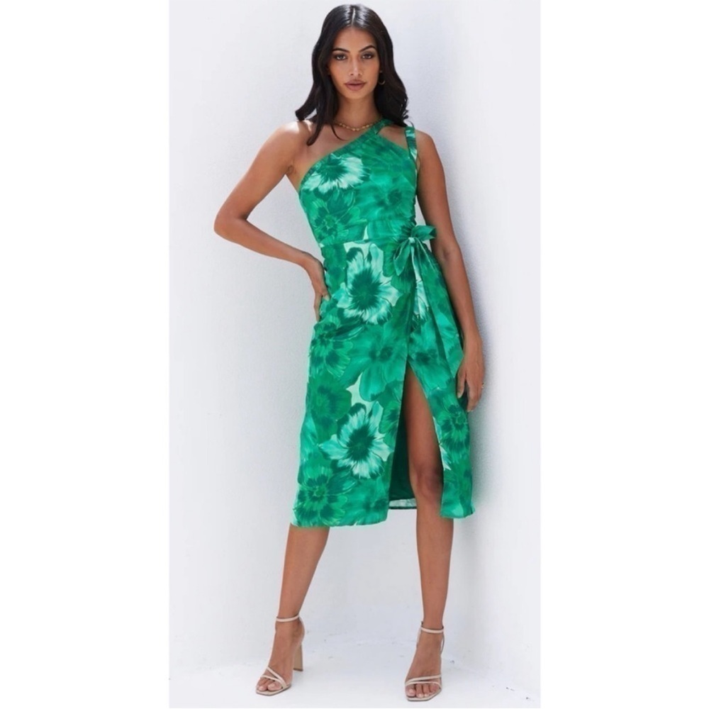 Hello Molly Green Floral Midi Dress